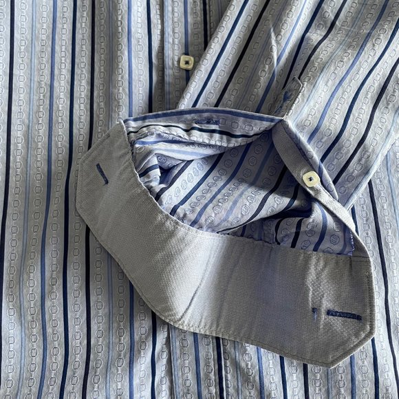 Bugatchi Shirt - Blue Pin Stripe - X-Large - Shaped Fit - Picture 4 of 5